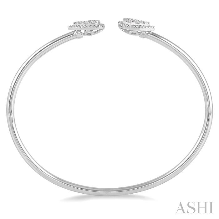 Stackable Pear Shape Halo Lovebright Essential Diamond Open Cuff Bangle-3