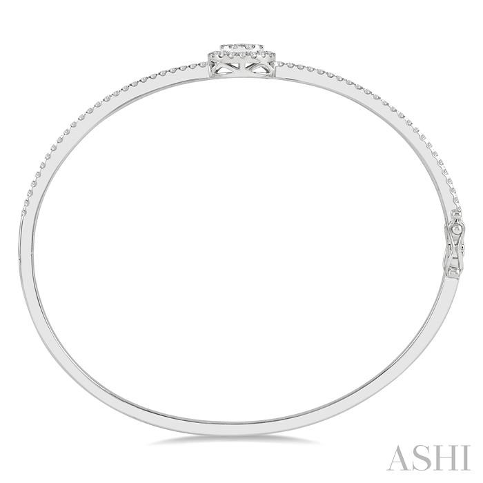Stackable Round Shape Halo Lovebright Essential Diamond Bangle-3