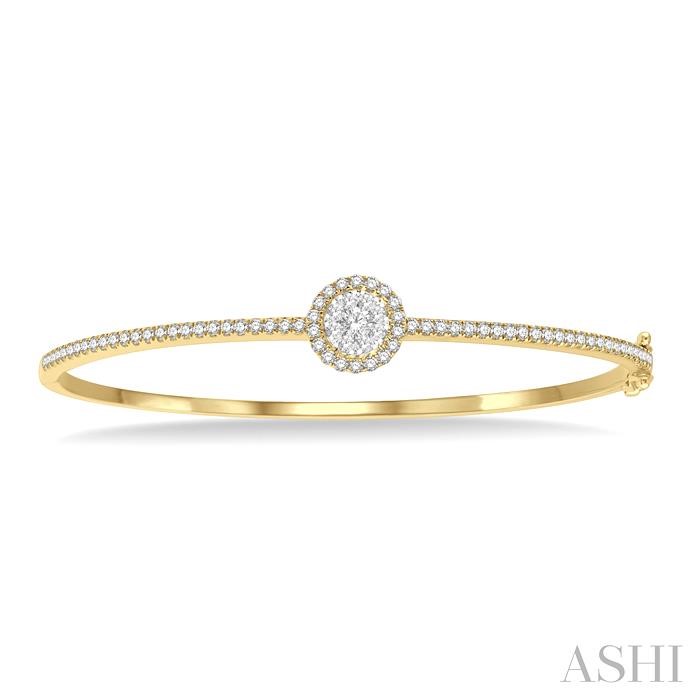Stackable Round Shape Halo Lovebright Essential Diamond Bangle-2