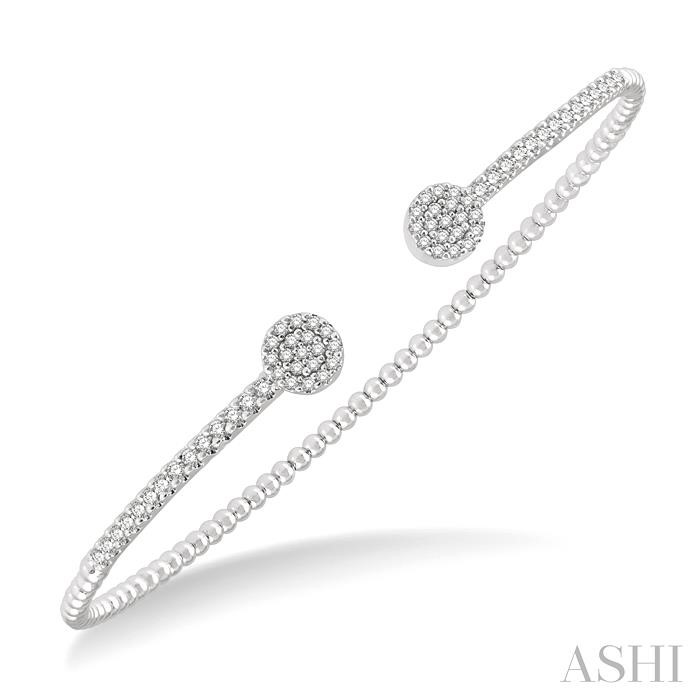 ROUND SHAPE STACKABLE DIAMOND OPEN CUFF BANGLE