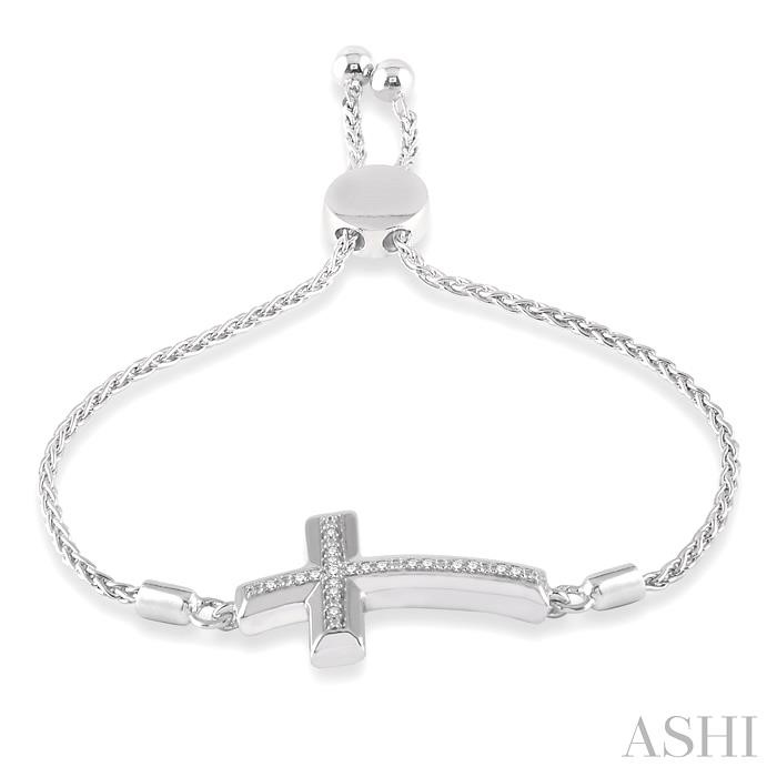 Silver Cross Diamond Lariat Fashion Bracelet-3