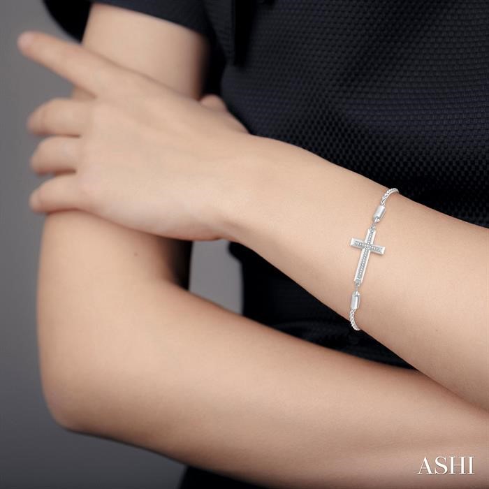 Silver Cross Diamond Lariat Fashion Bracelet-4