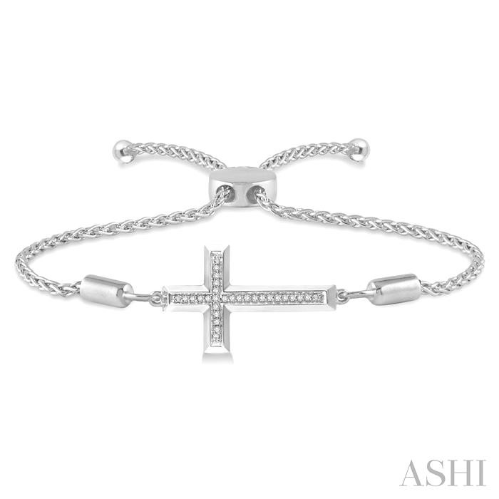 Silver Cross Diamond Lariat Fashion Bracelet