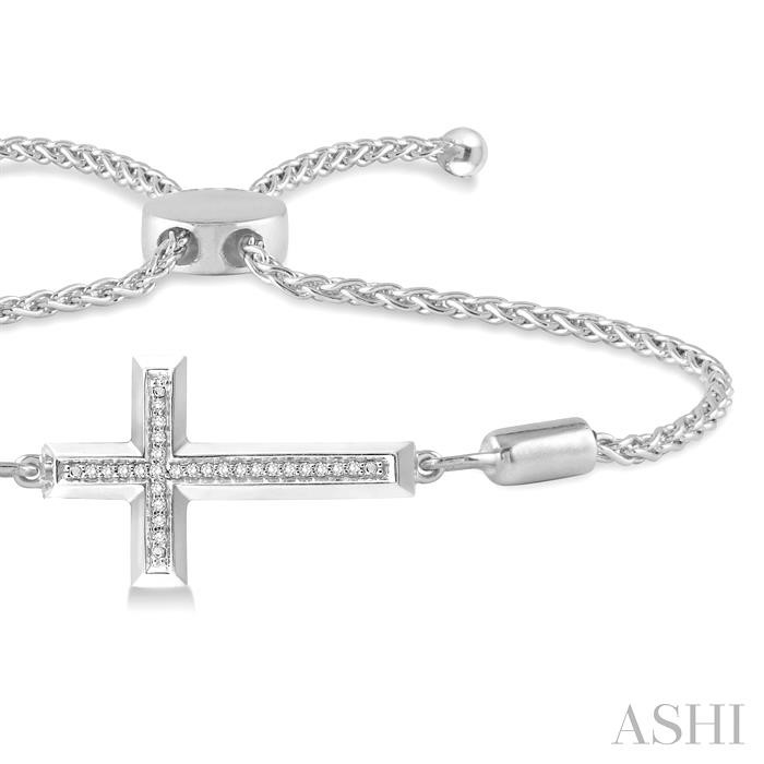 Silver Cross Diamond Lariat Fashion Bracelet-2
