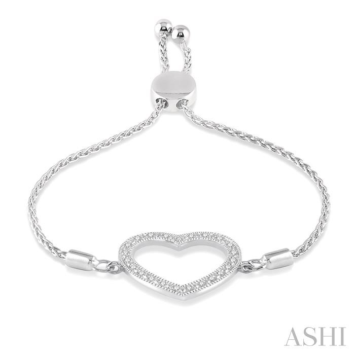 Silver Heart Shape Diamond Lariat Bracelet-3