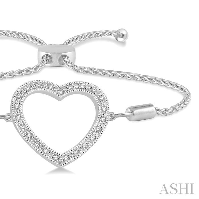 Silver Heart Shape Diamond Lariat Bracelet-2