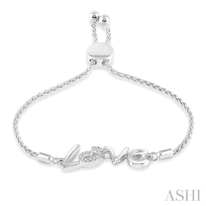 Silver Love Diamond Lariat Bracelet-3