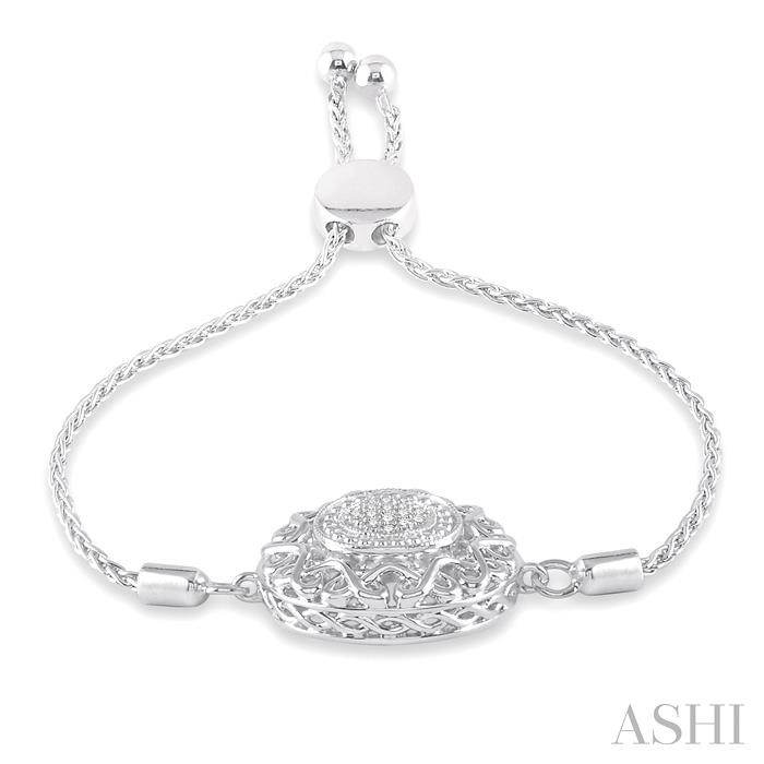 Silver Puffed Circle Diamond Lariat Bracelet-3