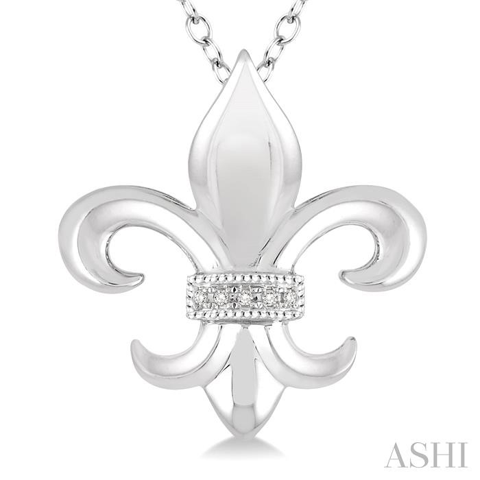 Silver Fleur De Lis Diamond Pendant-3