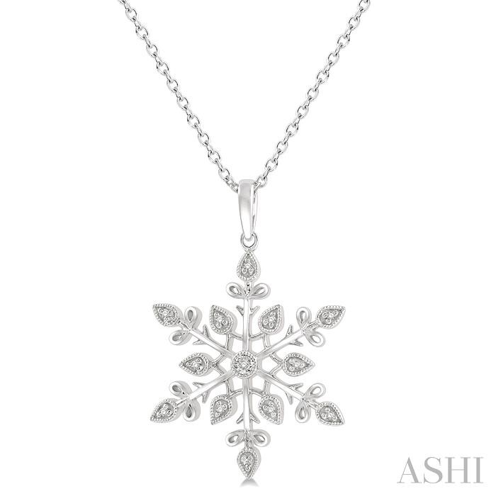 SILVER SNOW FLAKE DIAMOND FASHION PENDANT