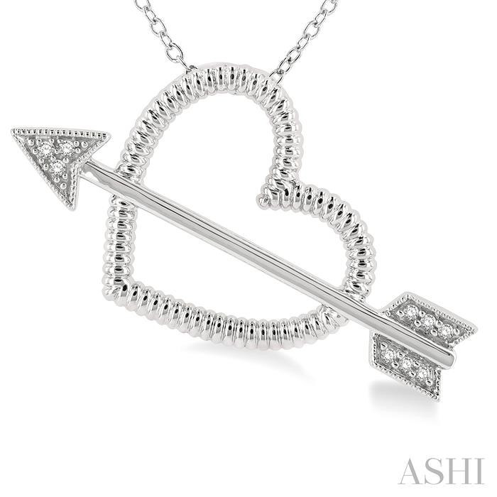 Silver Arrow & Heart Shape Diamond Fashion Pendant-3