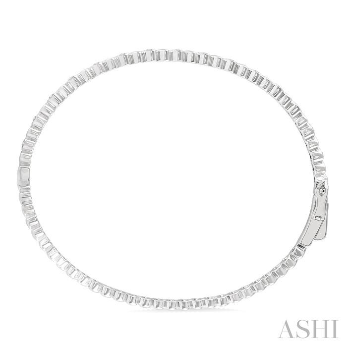 Silver Puffed Heart Shape Diamond Bangle-3