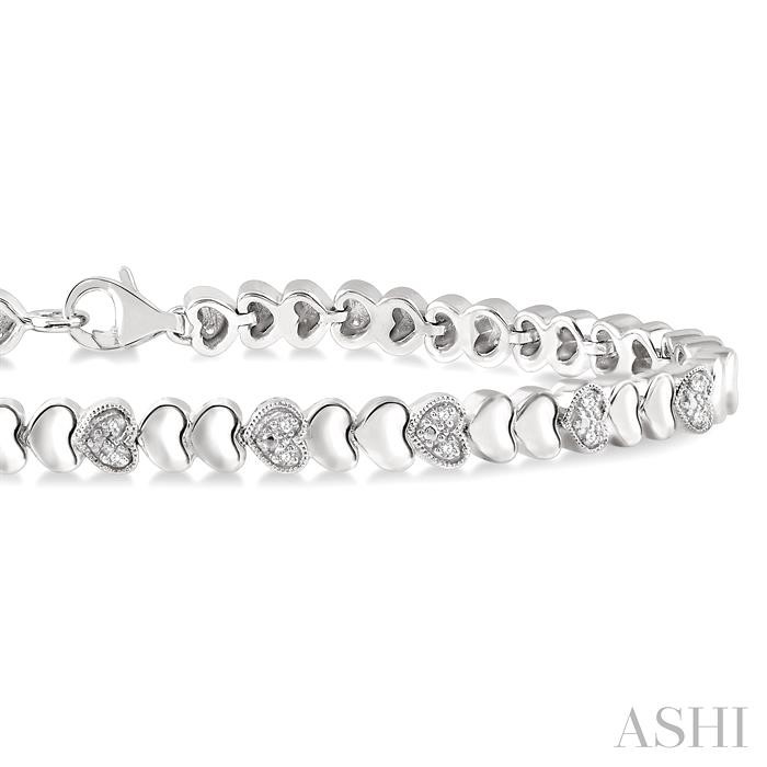 Silver Puffed Heart Shape Diamond Bracelet-2