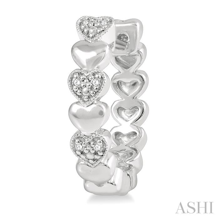 Silver Heart Shape Diamond Hoop Earrings-3
