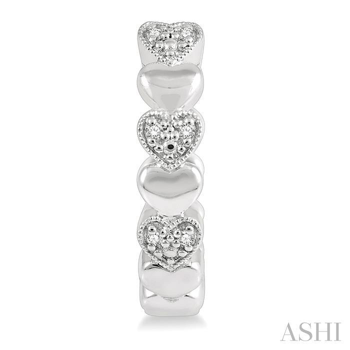 Silver Heart Shape Diamond Hoop Earrings-2