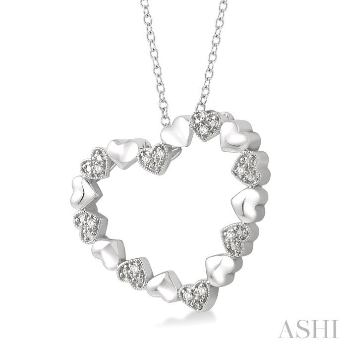 Silver Puffed Heart Shape Diamond Pendant-2