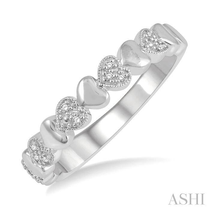 Silver Puffed Heart Shape Diamond Band