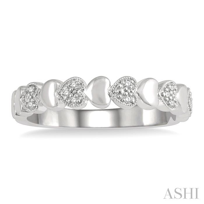Silver Puffed Heart Shape Diamond Band-2