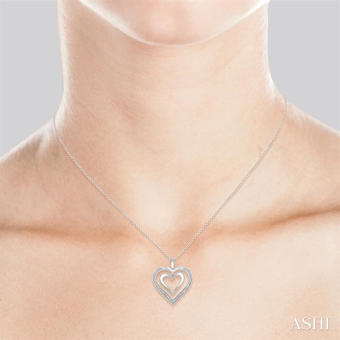Silver Double Heart Shape Diamond Fashion Pendant-4