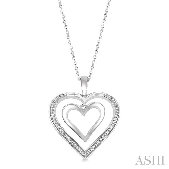 Silver Double Heart Shape Diamond Fashion Pendant
