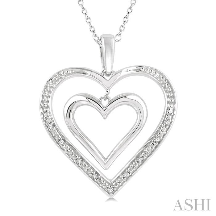 Silver Double Heart Shape Diamond Fashion Pendant-3
