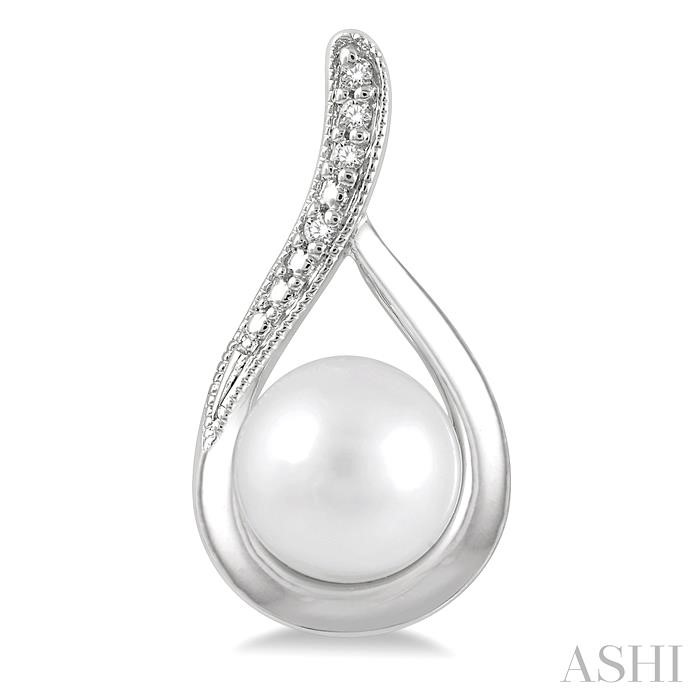 Silver Pearl Diamond Earrings-2