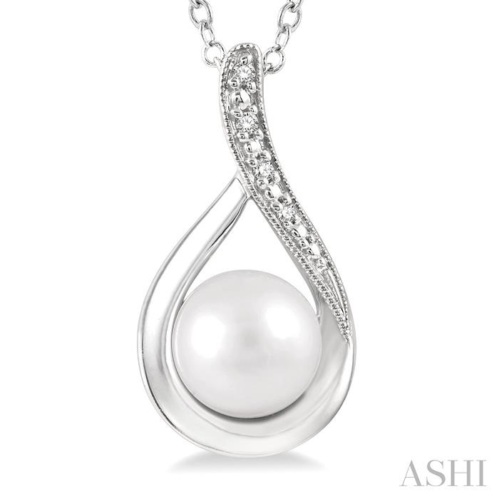 Silver Pearl Diamond Pendant-3