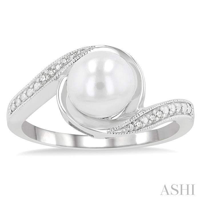 Silver Pearl Diamond Ring-2