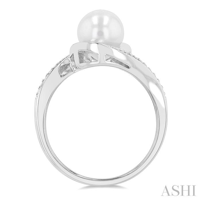 Silver Pearl Diamond Ring-3
