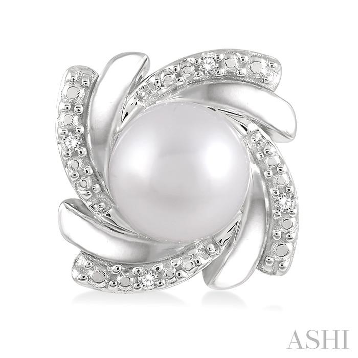 Silver Pearl Swirl Diamond Earrings-2