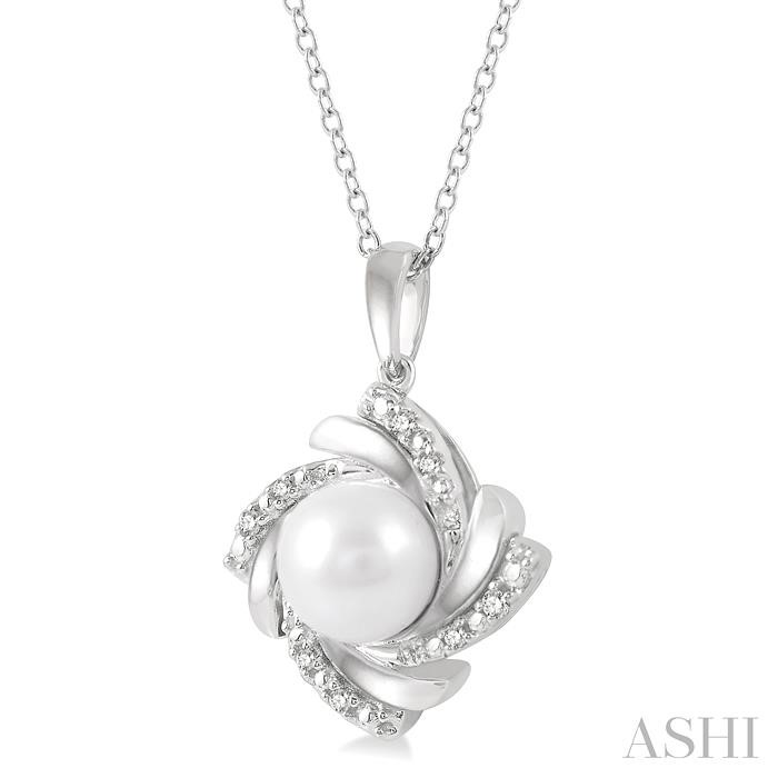 Silver Pearl Swirl Diamond Pendant-2