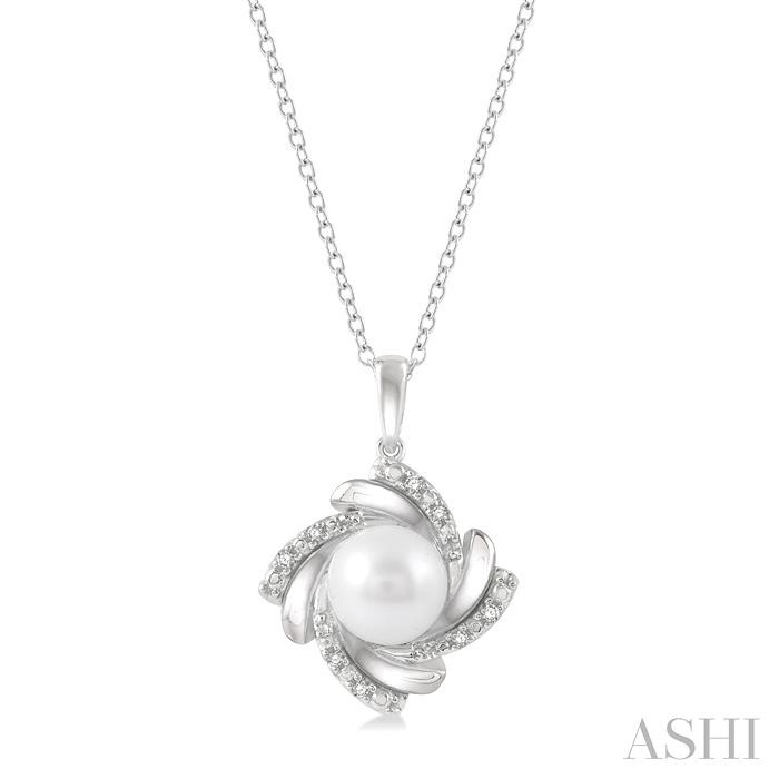 Silver Pearl Swirl Diamond Pendant