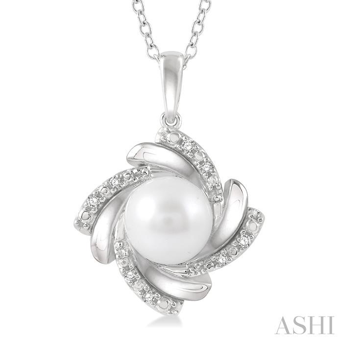 Silver Pearl Swirl Diamond Pendant-3