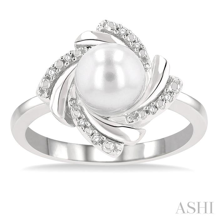 Silver Pearl Swirl Diamond Ring-2