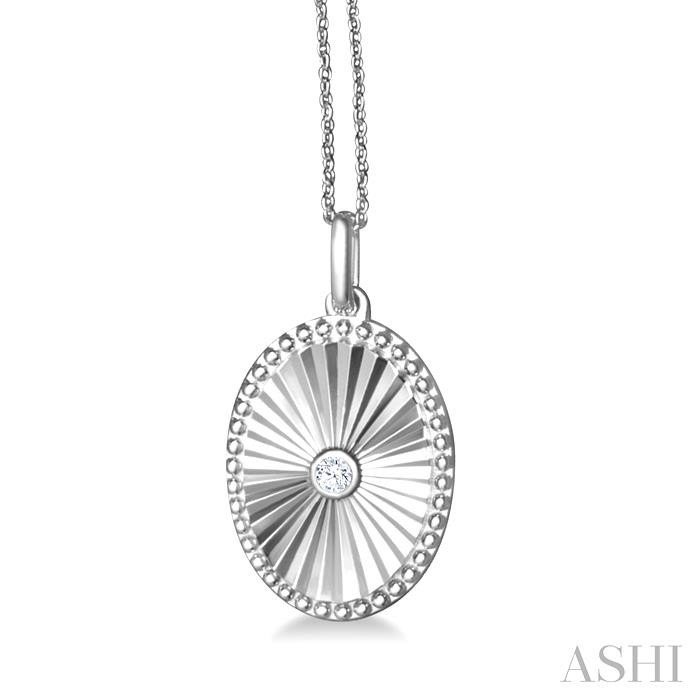 SILVER OVAL SHAPE DIAMOND PENDANT