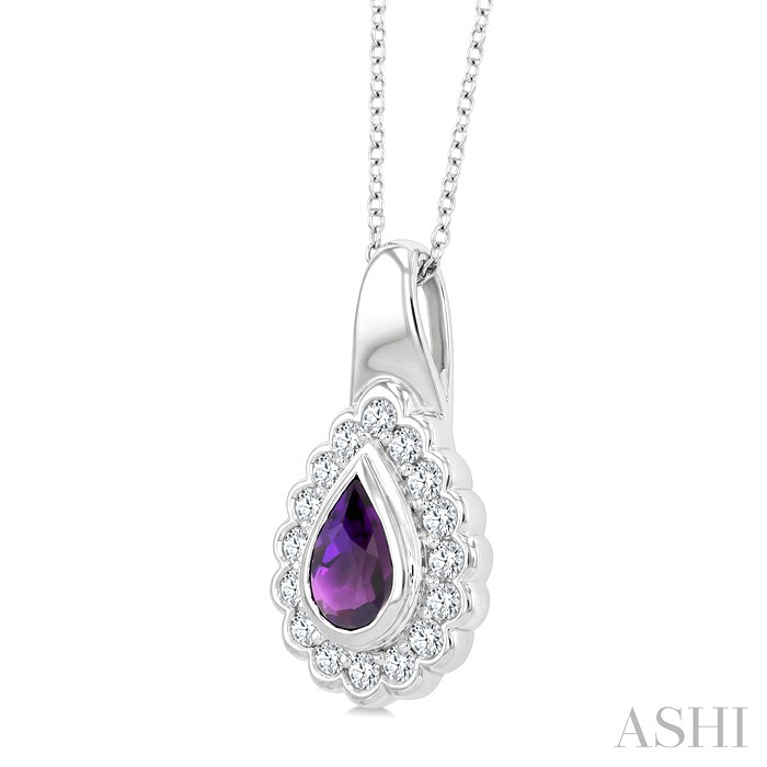 Silver Bold Pear Shape Gemstone Pendant