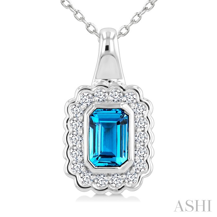 Silver Bold Emerald Shape Gemstone Pendant