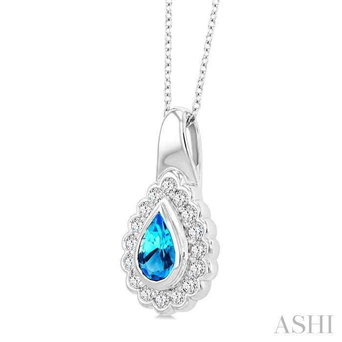 Silver Bold Pear Shape Gemstone Pendant