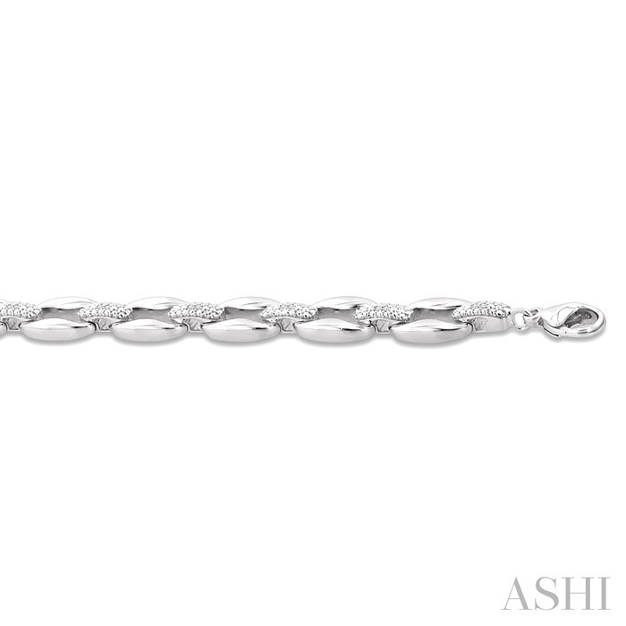 Silver Bold Oval Shape Link Diamond Fashion Bracelet