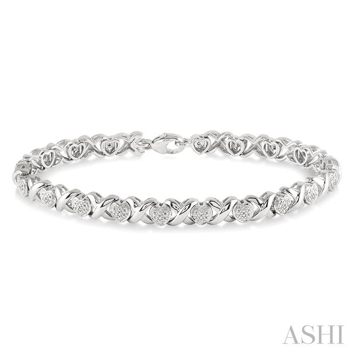 SILVER HEART SHAPE DIAMOND BRACELET