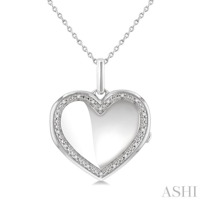 SILVER HEART SHAPE DIAMOND LOCKET PENDANT