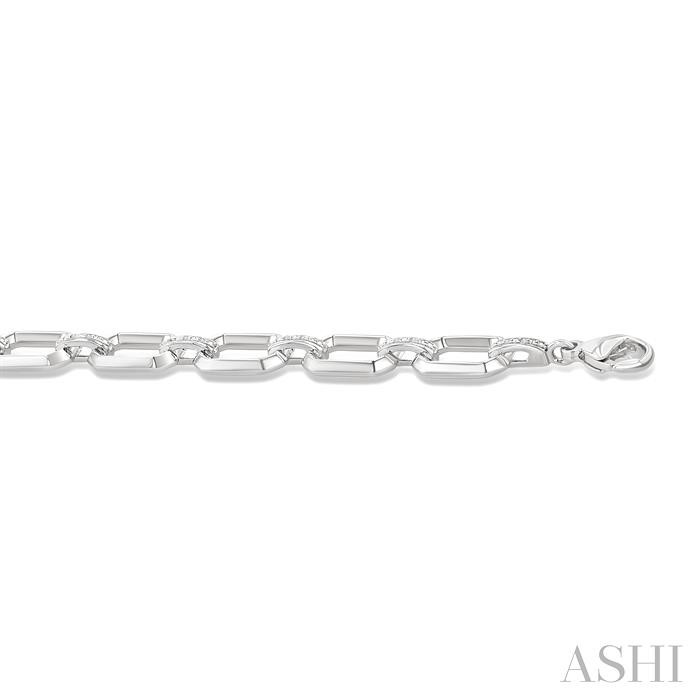 Silver Bold Rectangular Shape Link Diamond Fashion Bracelet