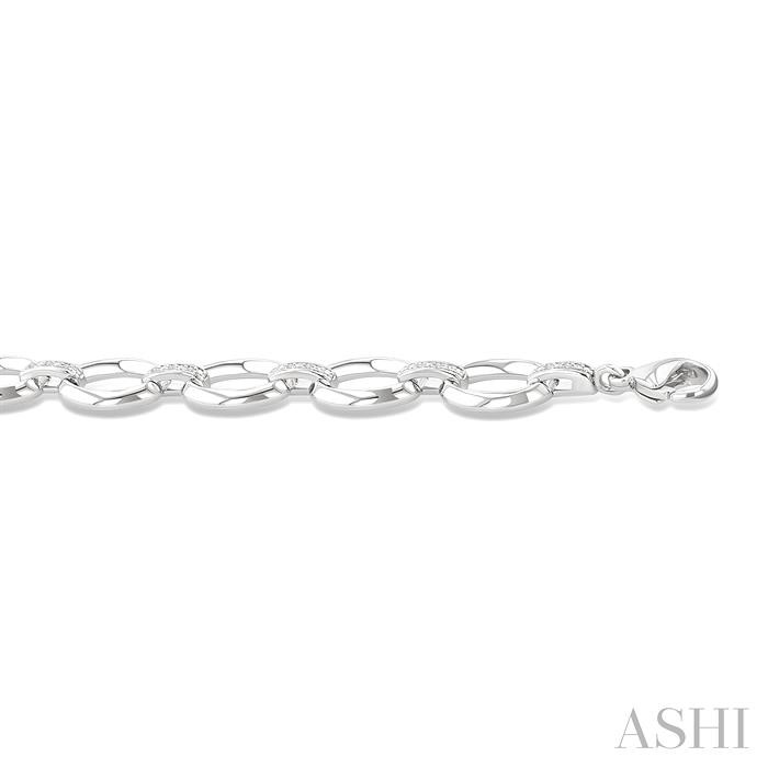 Silver Bold Oval Shape Link Diamond Fashion Bracelet