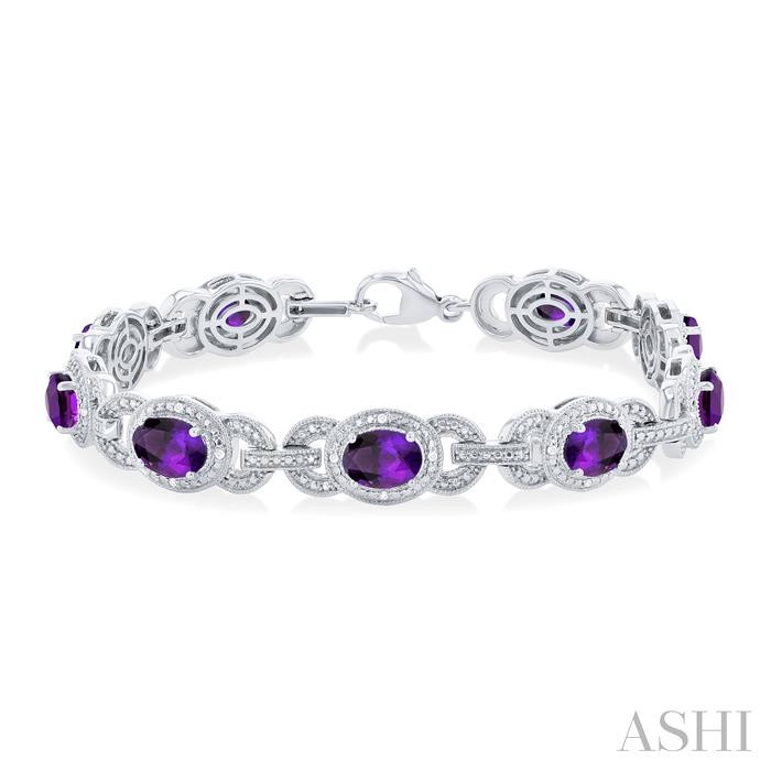SILVER GEMSTONE & DIAMOND BRACELET
