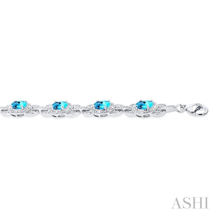 Silver Oval Shape Gemstone & Diamond Bracelet-3