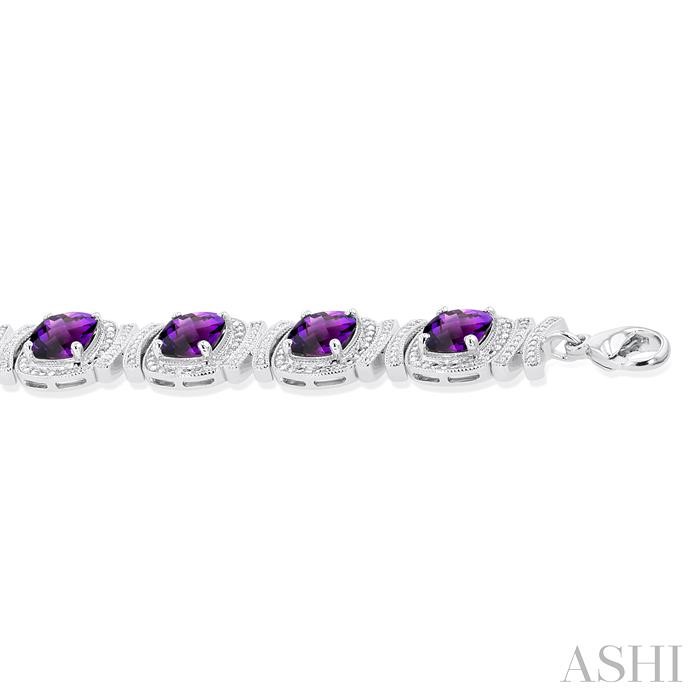 Silver Cushion Shape Gemstone & Diamond Bracelet-3