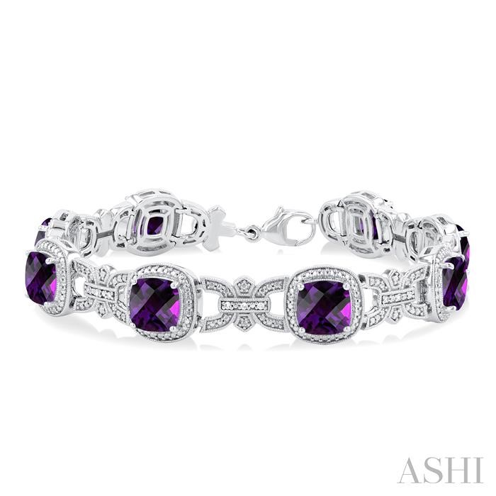 SILVER GEMSTONE & DIAMOND BRACELET