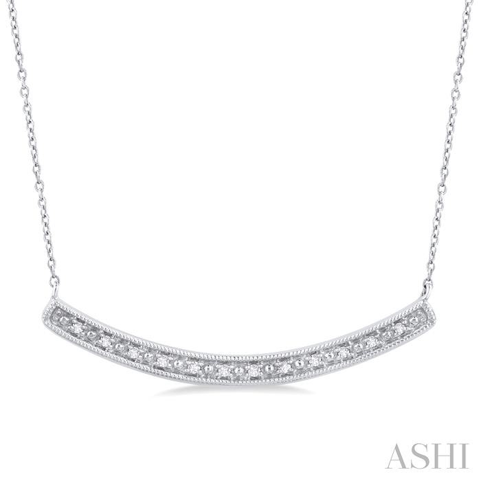 Silver Curved Bar Diamond Pendant