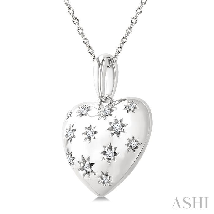 Silver Bold Puffed Heart Shape Diamond Pendant-2