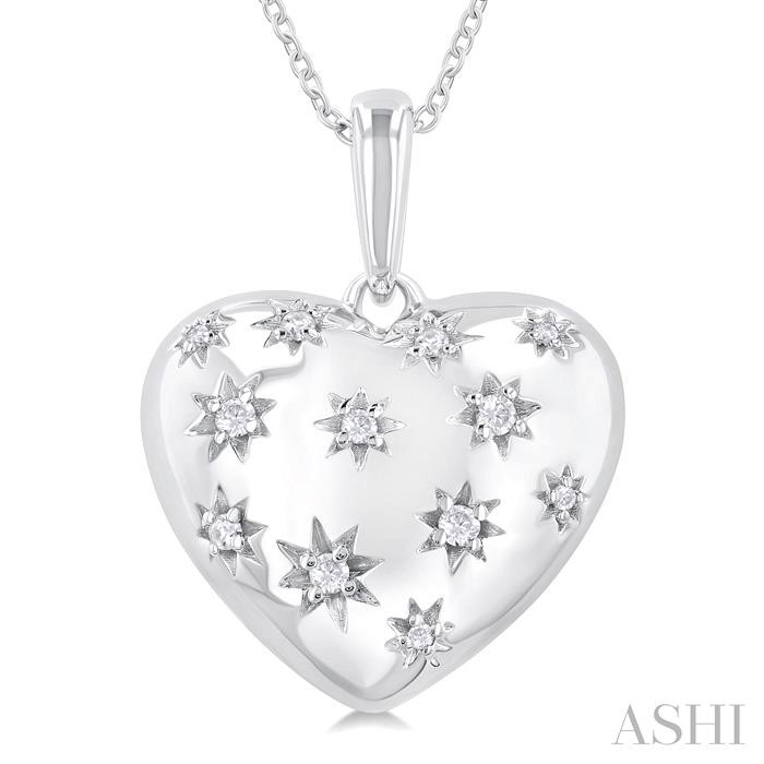 Silver Bold Puffed Heart Shape Diamond Pendant-3